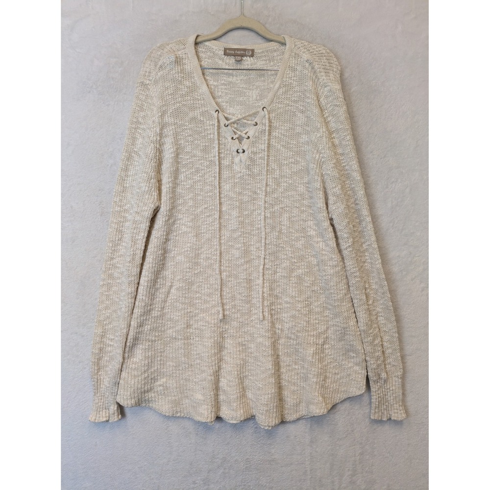 Victory Outfitters Women's Size‎ XXL Cream Lace Up Knit Sweater